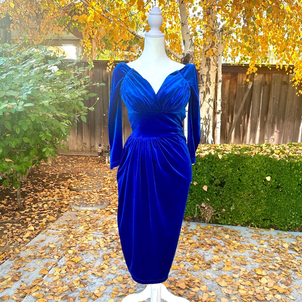 SOLD: Blue Velvet Wiggle Dress